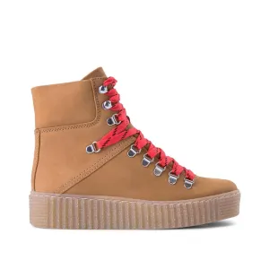 Agda Nubuck Lace up Boot - TAN