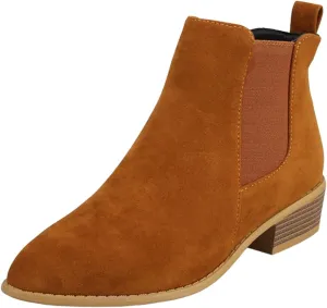 Ankle Boots for Women, Fashion Dressy Low HeelPointed Toe Faux Stacked Chunky Heels Side Zipper Booties Shoes