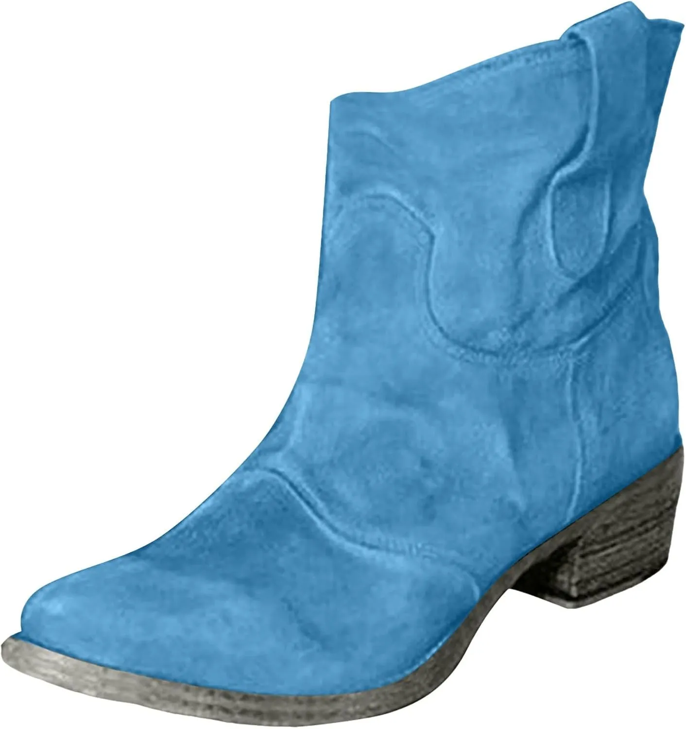 Ankle Boots for Women, Lace Up Platform Cowboy Boots Chunky Low Heel Suede Mid Calf Zip Ankle Boots Winter Booties