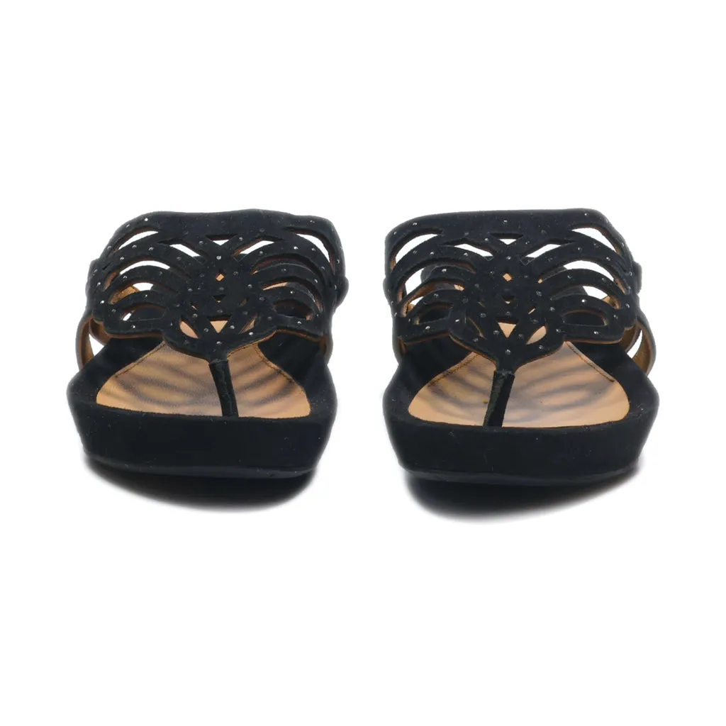 Carthics Flat Sandals Suede Black Colour For Women