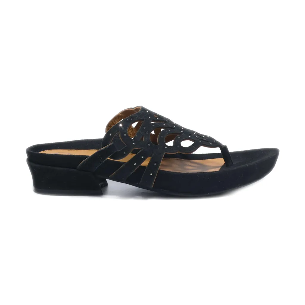 Carthics Flat Sandals Suede Black Colour For Women