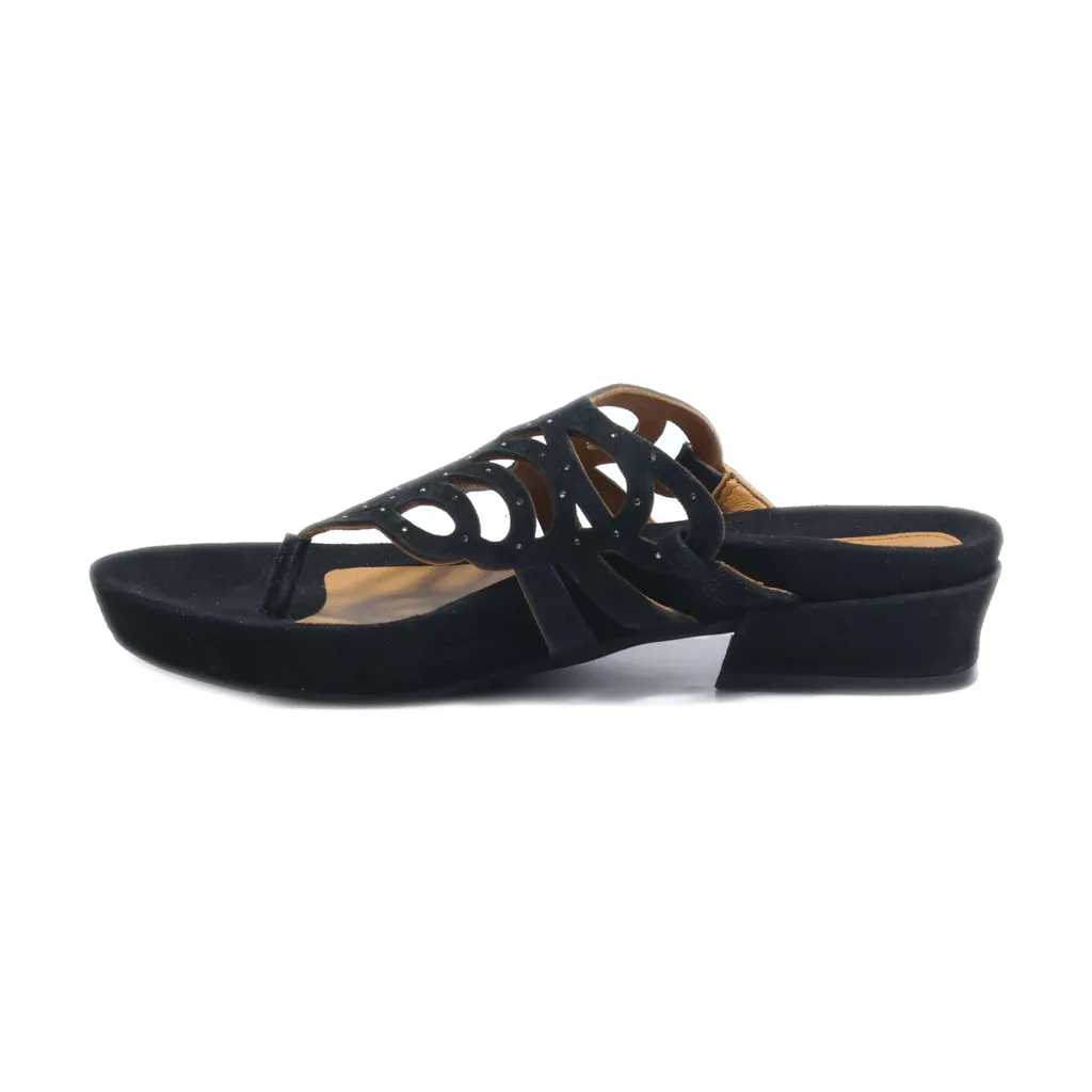 Carthics Flat Sandals Suede Black Colour For Women