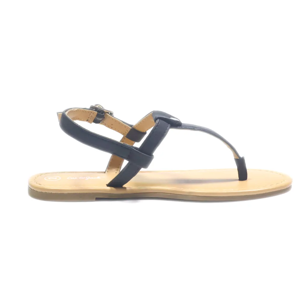 Cat & Jack Flat Sandals Leather Black Colour For Kids