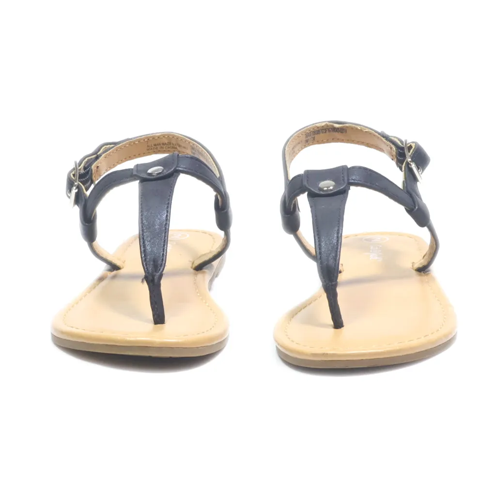 Cat & Jack Flat Sandals Leather Black Colour For Kids