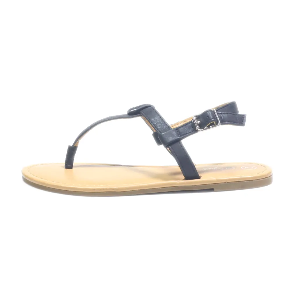 Cat & Jack Flat Sandals Leather Black Colour For Kids