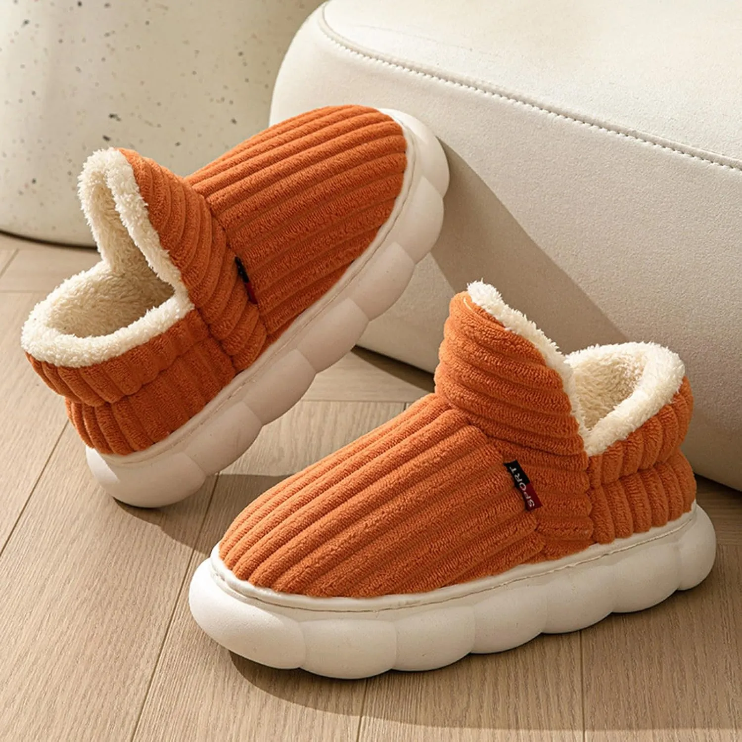 Cathalem House Slippers for Women Platform Mini Boots Ankle Boots Anti-Slip Slippers Suede Fleece-Lined Indoor and Outdoor