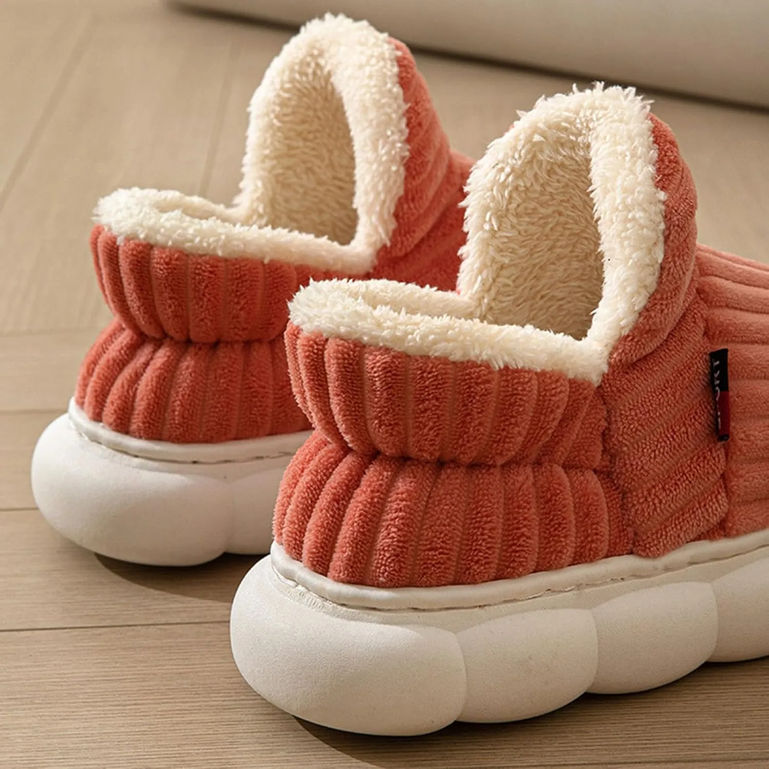 Cathalem House Slippers for Women Platform Mini Boots Ankle Boots Anti-Slip Slippers Suede Fleece-Lined Indoor and Outdoor