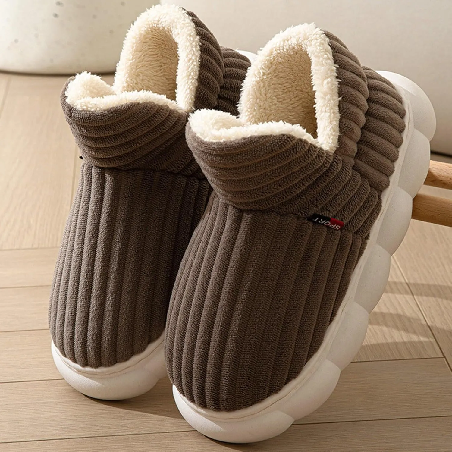 Cathalem House Slippers for Women Platform Mini Boots Ankle Boots Anti-Slip Slippers Suede Fleece-Lined Indoor and Outdoor
