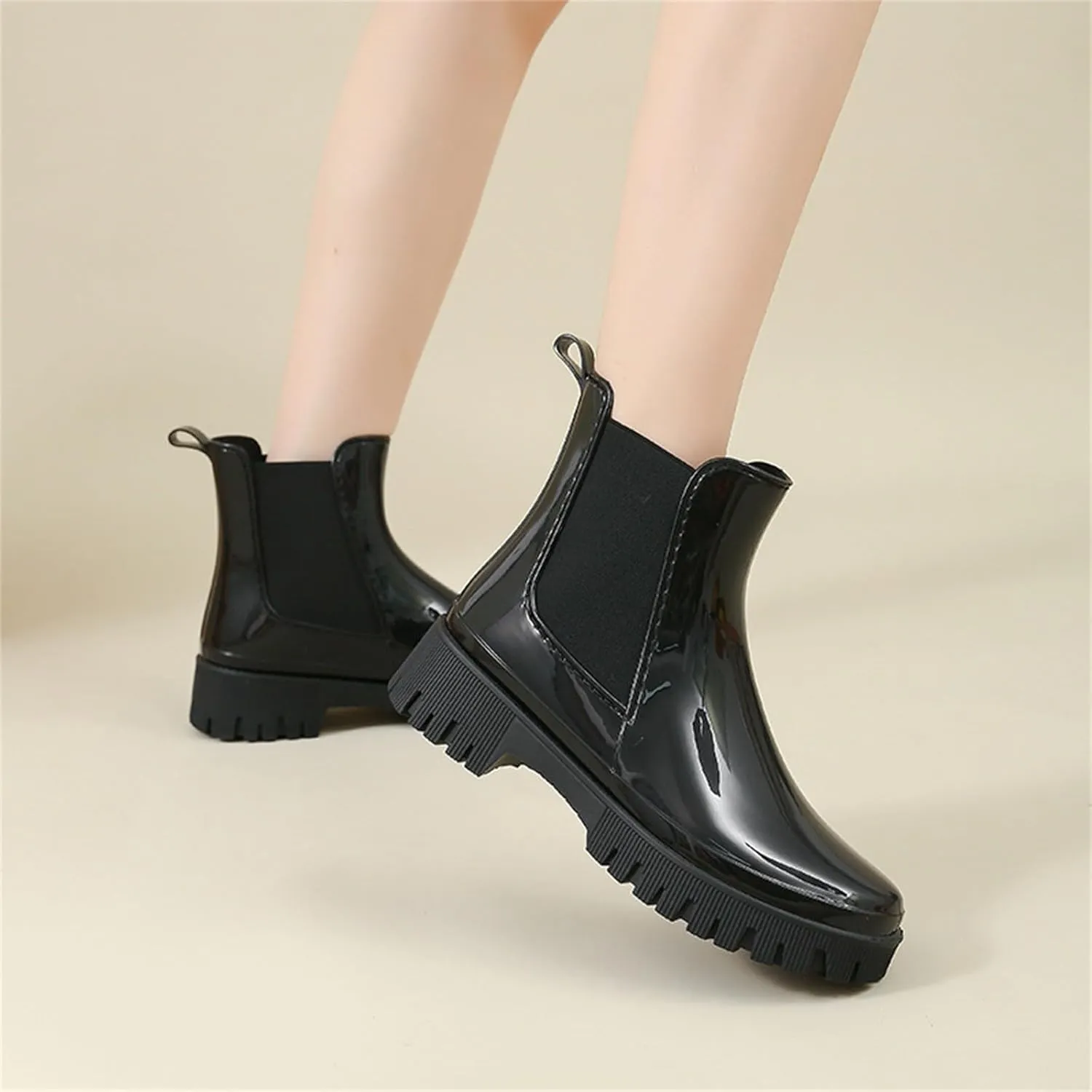 Cathalem Women's Ankle Rain Boots Waterproof Chelsea Rain Boots Rubber Boots Women Short Garden Boots Anti Slip Work Booties
