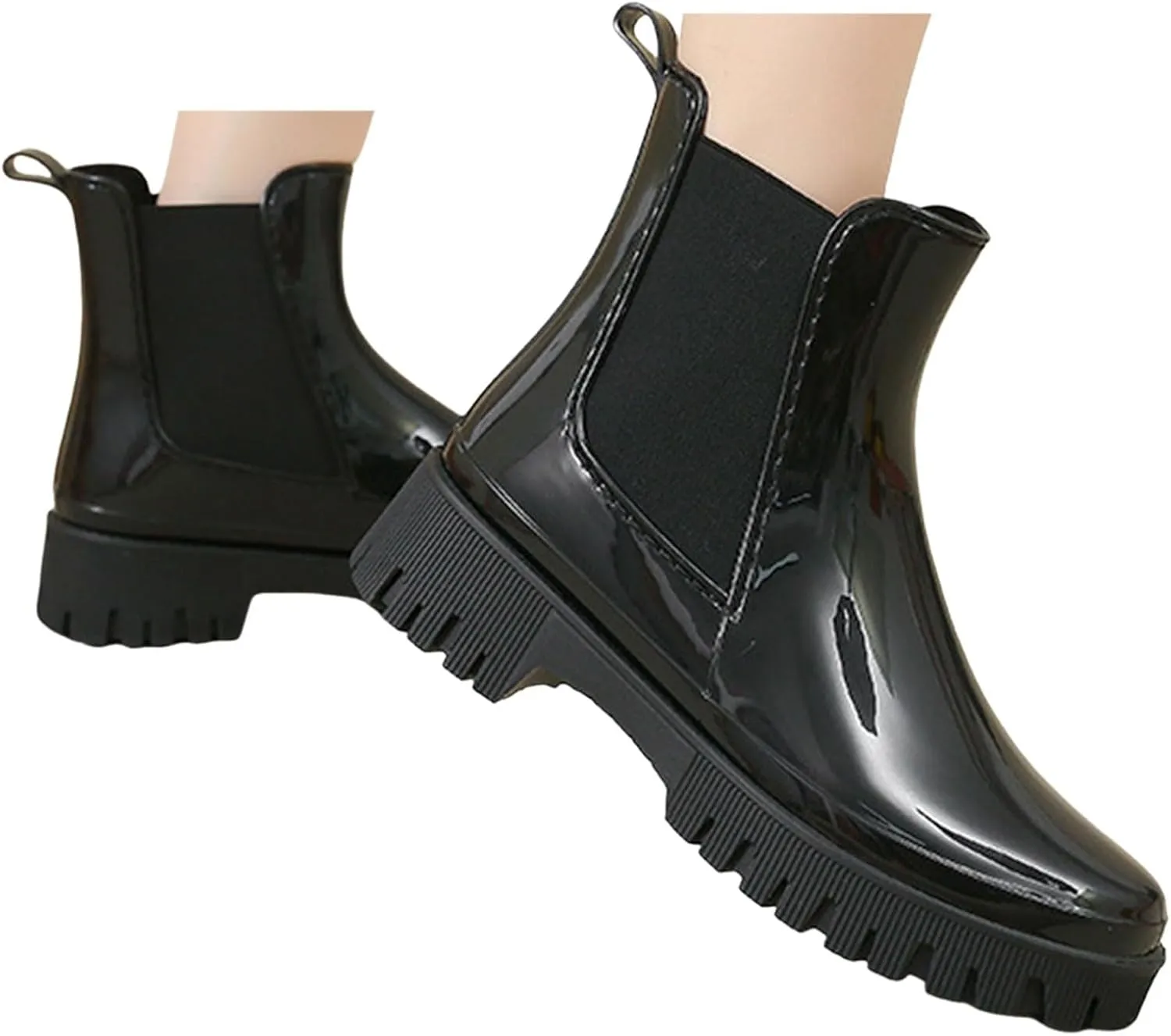 Cathalem Women's Ankle Rain Boots Waterproof Chelsea Rain Boots Rubber Boots Women Short Garden Boots Anti Slip Work Booties