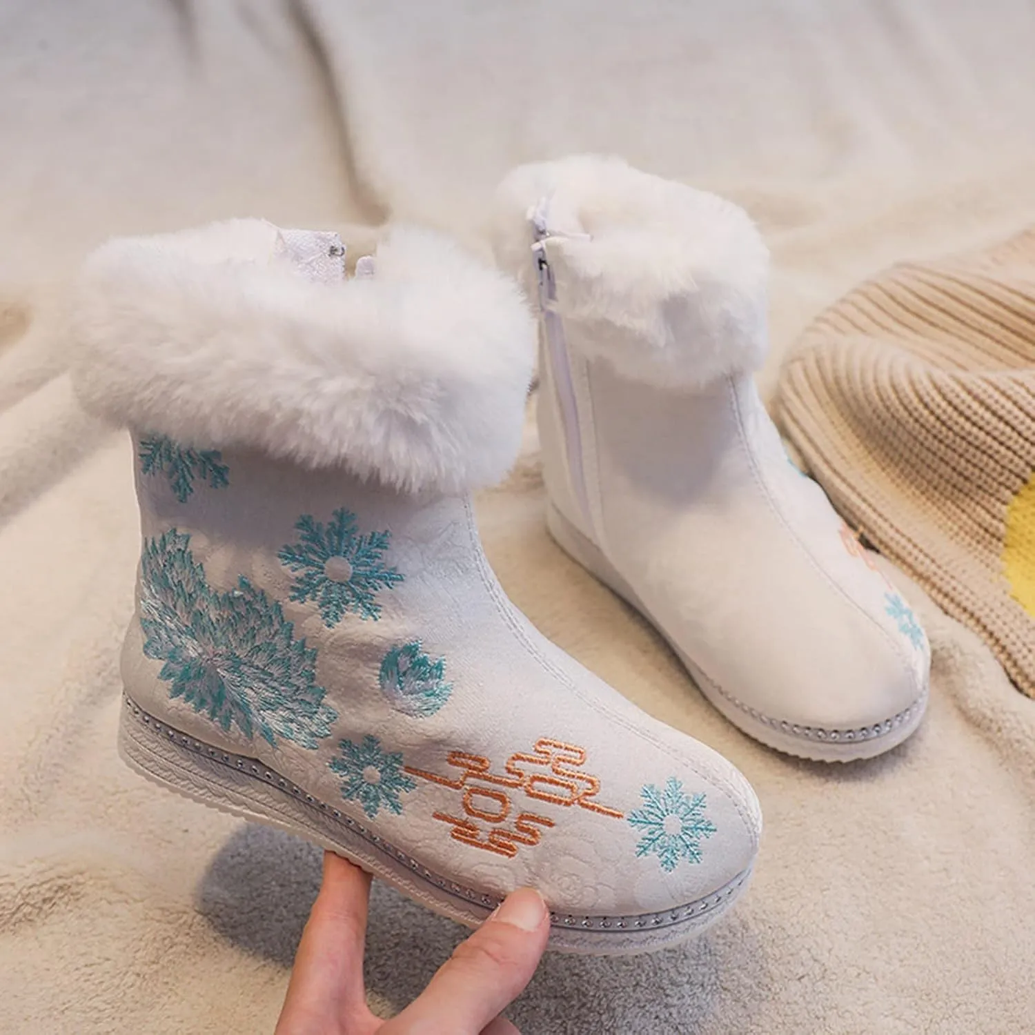 Chinese New Year Shoes Warm Cotton Boots Embroidered Boots National Boots Cotton Boots Toddler Boots