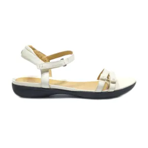 Clarks Flat Sandals Leather White Colour For Women