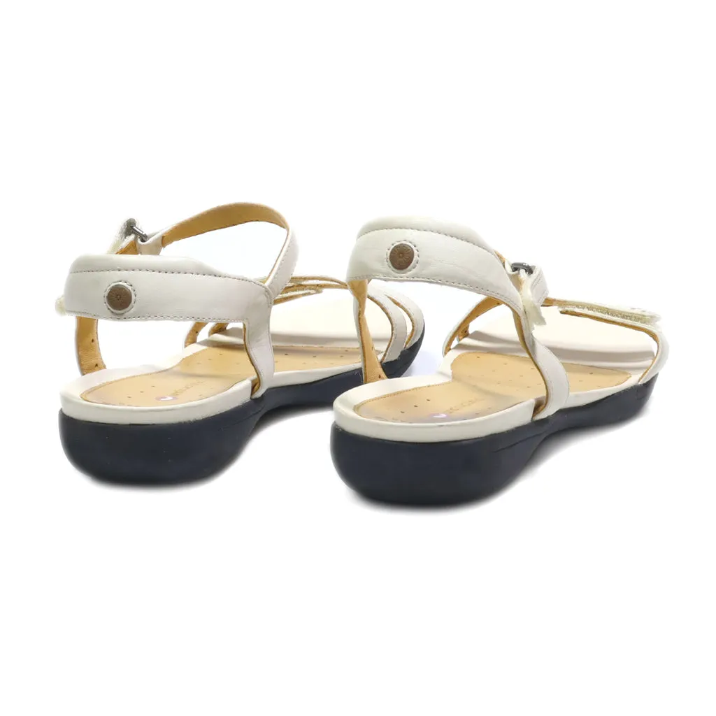 Clarks Flat Sandals Leather White Colour For Women