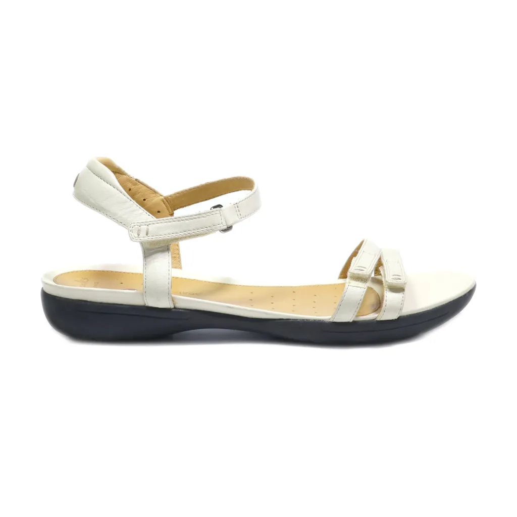 Clarks Flat Sandals Leather White Colour For Women