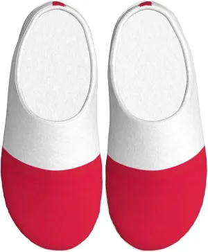 Cozy Polish flag print Slippers Indoor and Outdoor Fuzzy House Shoes Anti-Skid Sole Gifts for Women Indoor Scuff