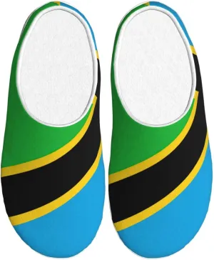 Cozy Tanzania Flag print Slippers Indoor and Outdoor Fuzzy House Shoes Anti-Skid Sole Gifts for Women Indoor Scuff