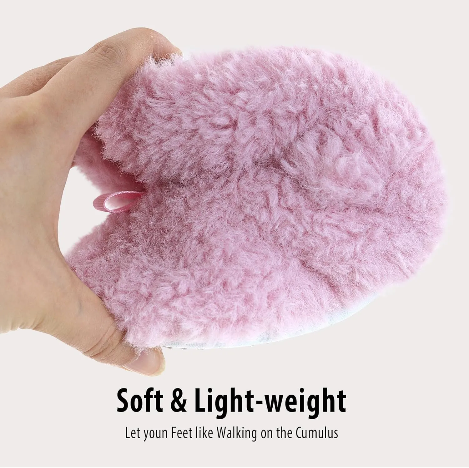 FLYFUPPY Womens Fuzzy Curly Fur Memory Foam House Slippers with Warm Lining