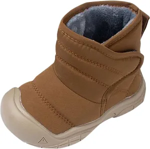 Insulated Snow Shoes For Boy Winter Non Slip Walking Shoes Plush Lined Slip On Shoes Waterproof Hiking Boots (Brown, 7 Toddler)