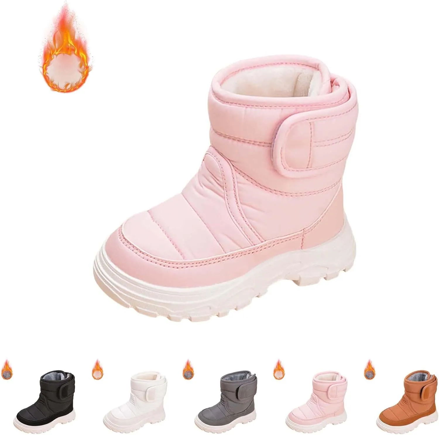 Insulated Snow Shoes For Boy Winter Walking Shoes For Baby Non Slip Plush Lined Ankle Boots Waterproof Hiking Boots