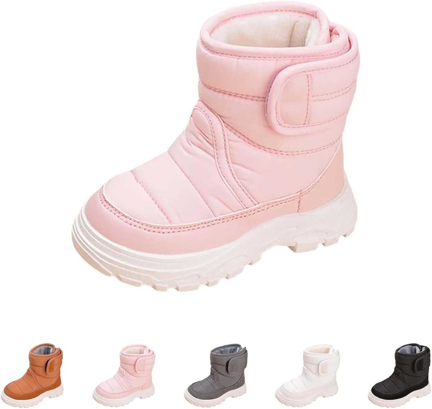 Insulated Snow Shoes For Boy Winter Walking Shoes For Baby Non Slip Plush Lined Ankle Boots Waterproof Hiking Boots
