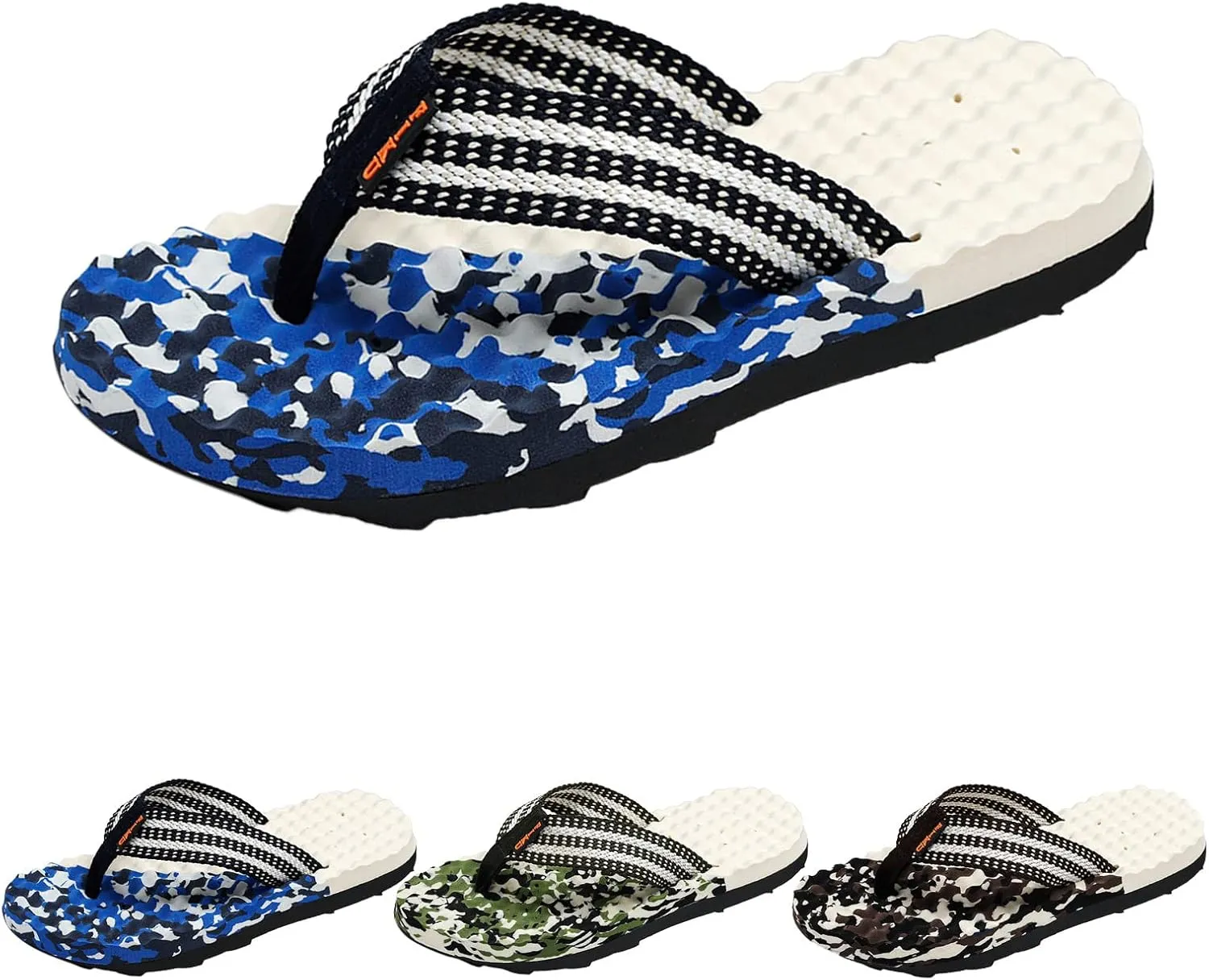 Men's Flip-Flops Fashion Summer Men Flip Flops Flat Bottom Thick Bottom Non Slip and Light Cover Comfortable Colorblock Camouflage Pattern Beach Slippers