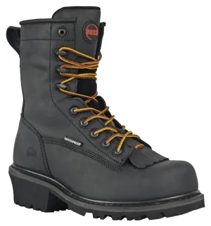 Men's Hoss 8" Kiltie Cross Cut Logger Black, EH, WP, PR,  Composite Toe Boot