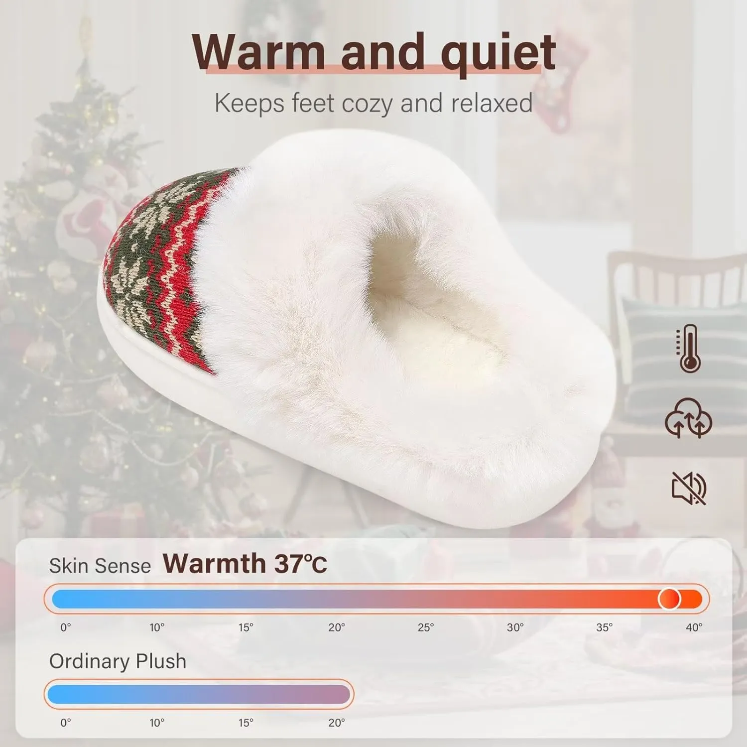 NineCiFun Women's Warm Fuzzy Cute Christmas Slippers - Memory Foam Insole, Bedroom & Gift