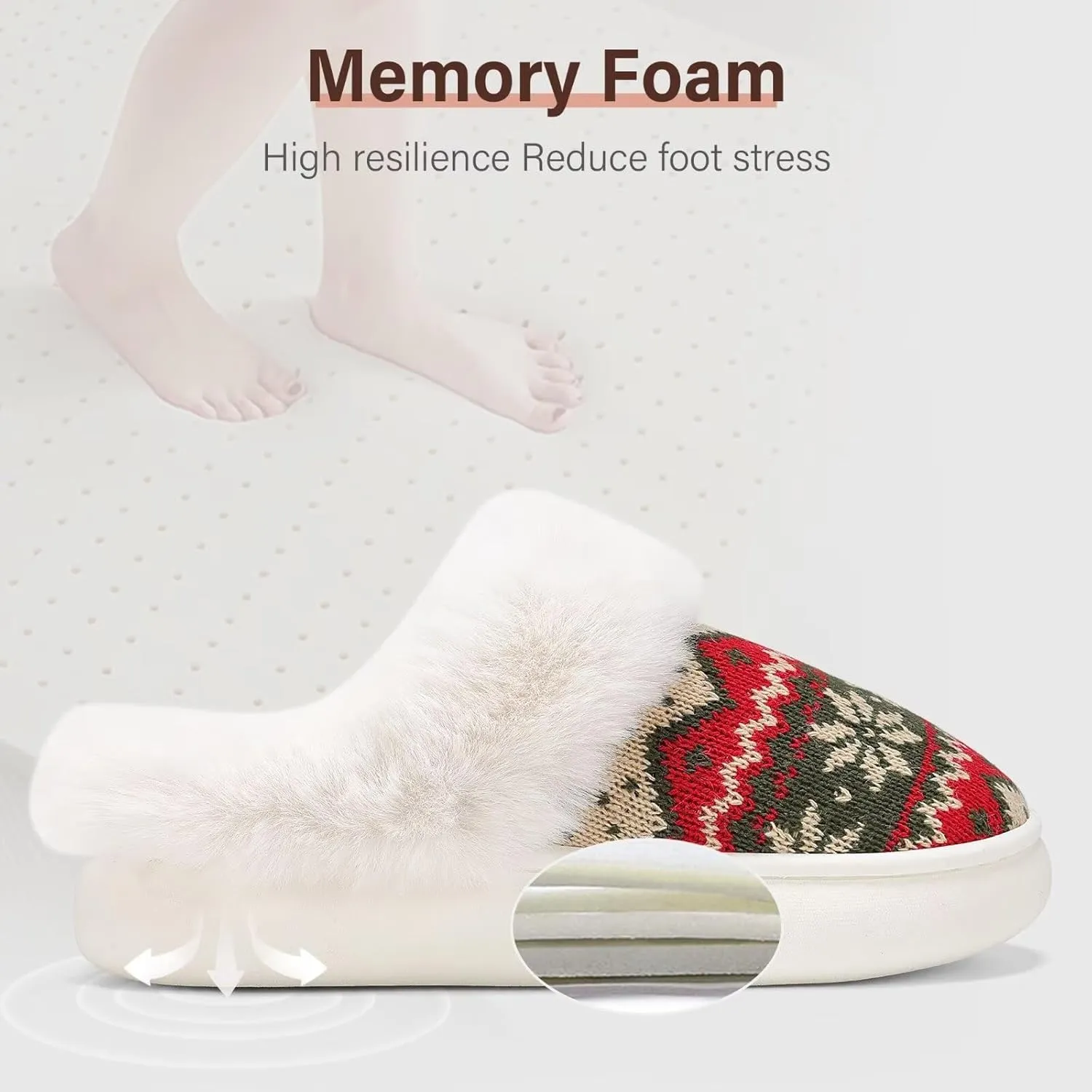 NineCiFun Women's Warm Fuzzy Cute Christmas Slippers - Memory Foam Insole, Bedroom & Gift