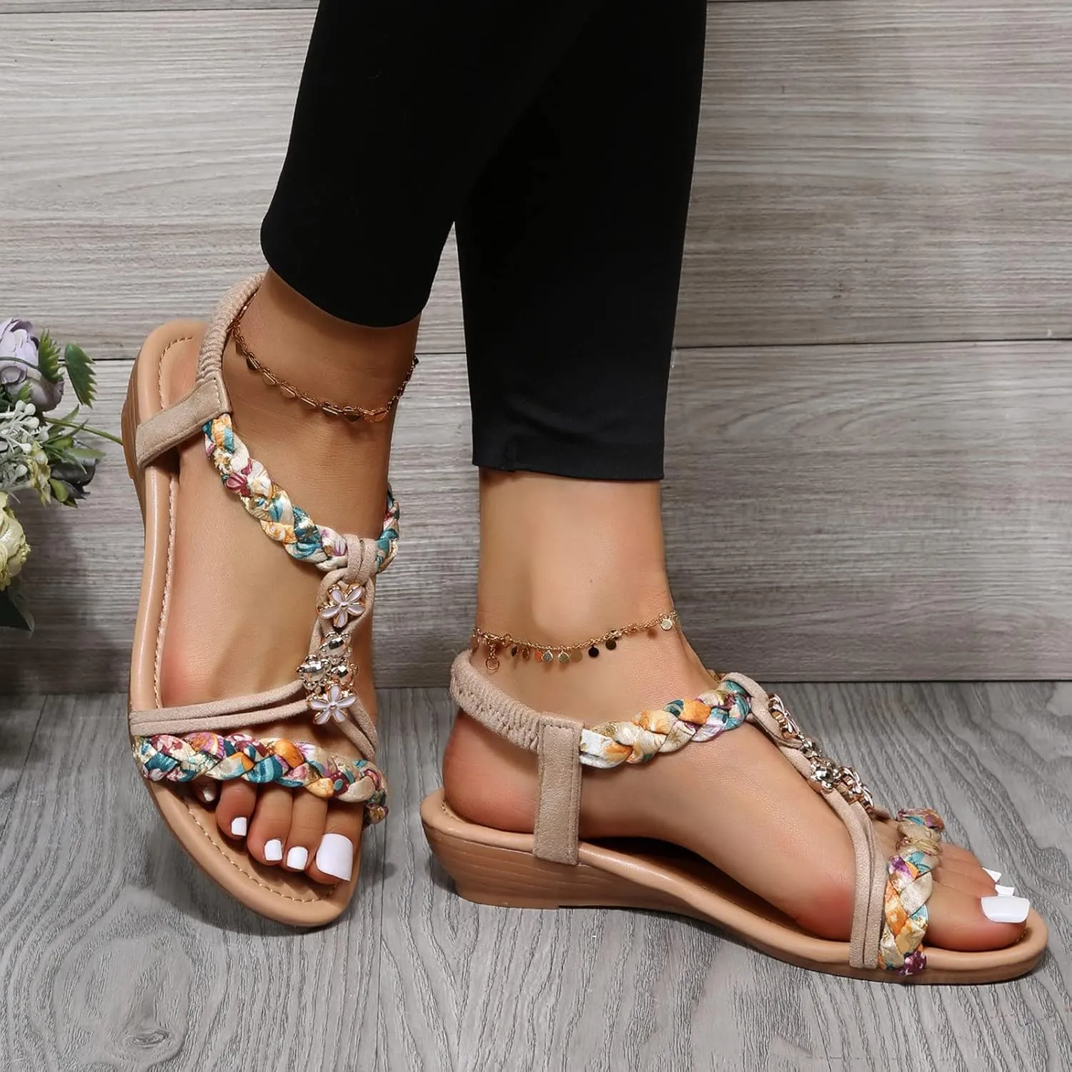 Non Slip Flat Bottom Sandals for Women Casual Summer Comfortable Walking Shoes Comfortable Walking Flat Sandals