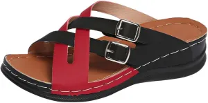 Platform Wedge Sandals for Women Summer Sandals with Arch Support Open Toe Low Platform Slides Walking 2025 Womens Crisscross Adjustable Straps Shoes Women 2025