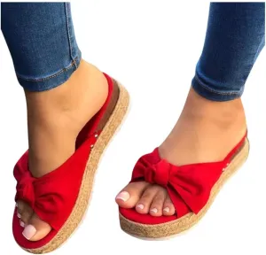 Sandals for Women Flip Flop,Womens Slides Sandals Slip on Bowknot Cute Slippers Summer Beach Flip Flop Wide Width