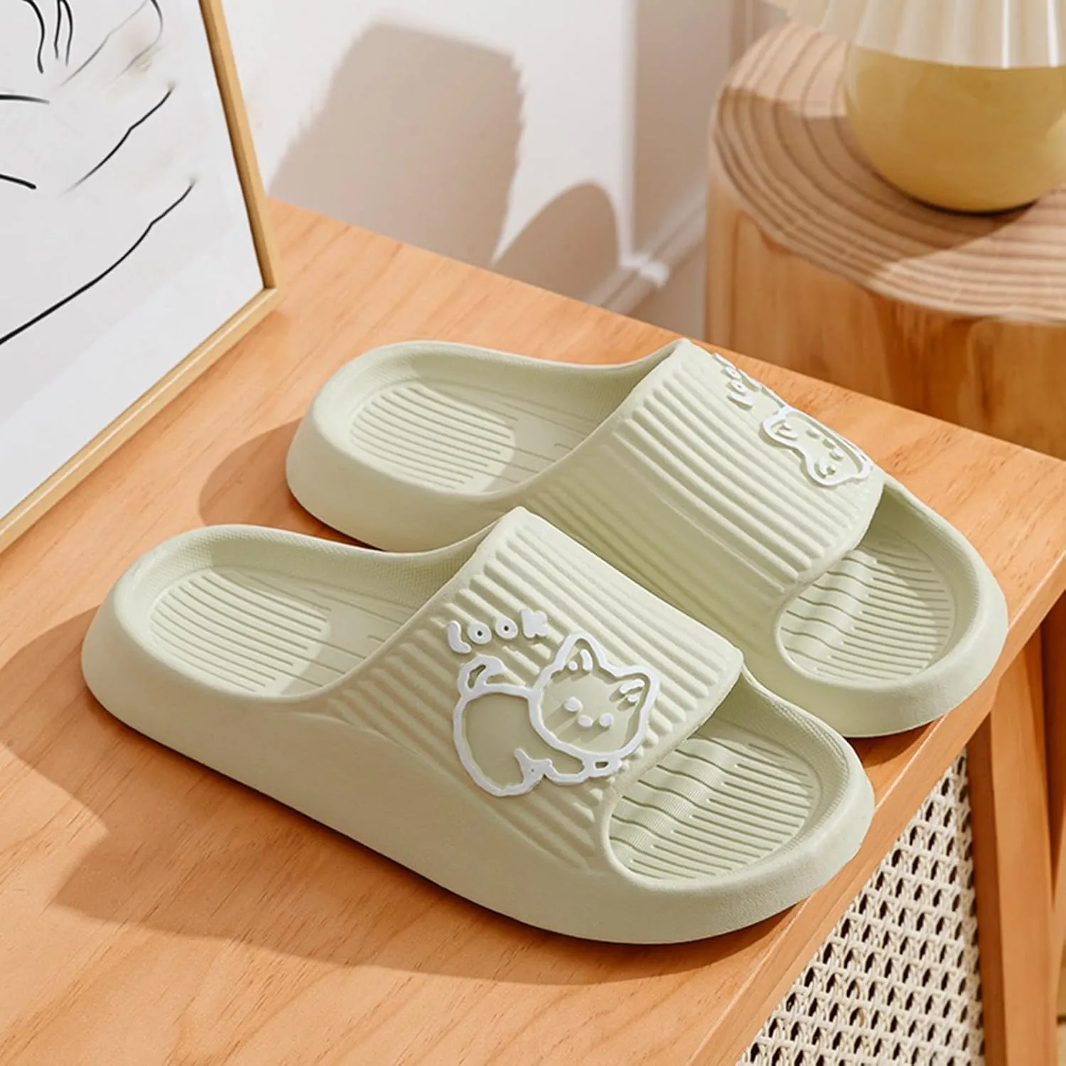 Showers Sandals Mens Cloud Slides Women and Men Pillow Slippers Shower Shoes Drainage Hole Non-Slip Dorms Outdoor