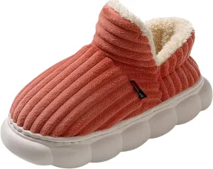 Slippers for Women, Warm Memory Foam Closed Back Winter Slippers Cozy Soft Faux Fur Plush Fuzzy Collar Indoor Slippers