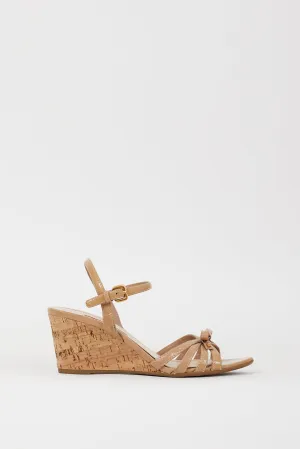 Sport Beige Patent Leather & Cork Wedge Sandal