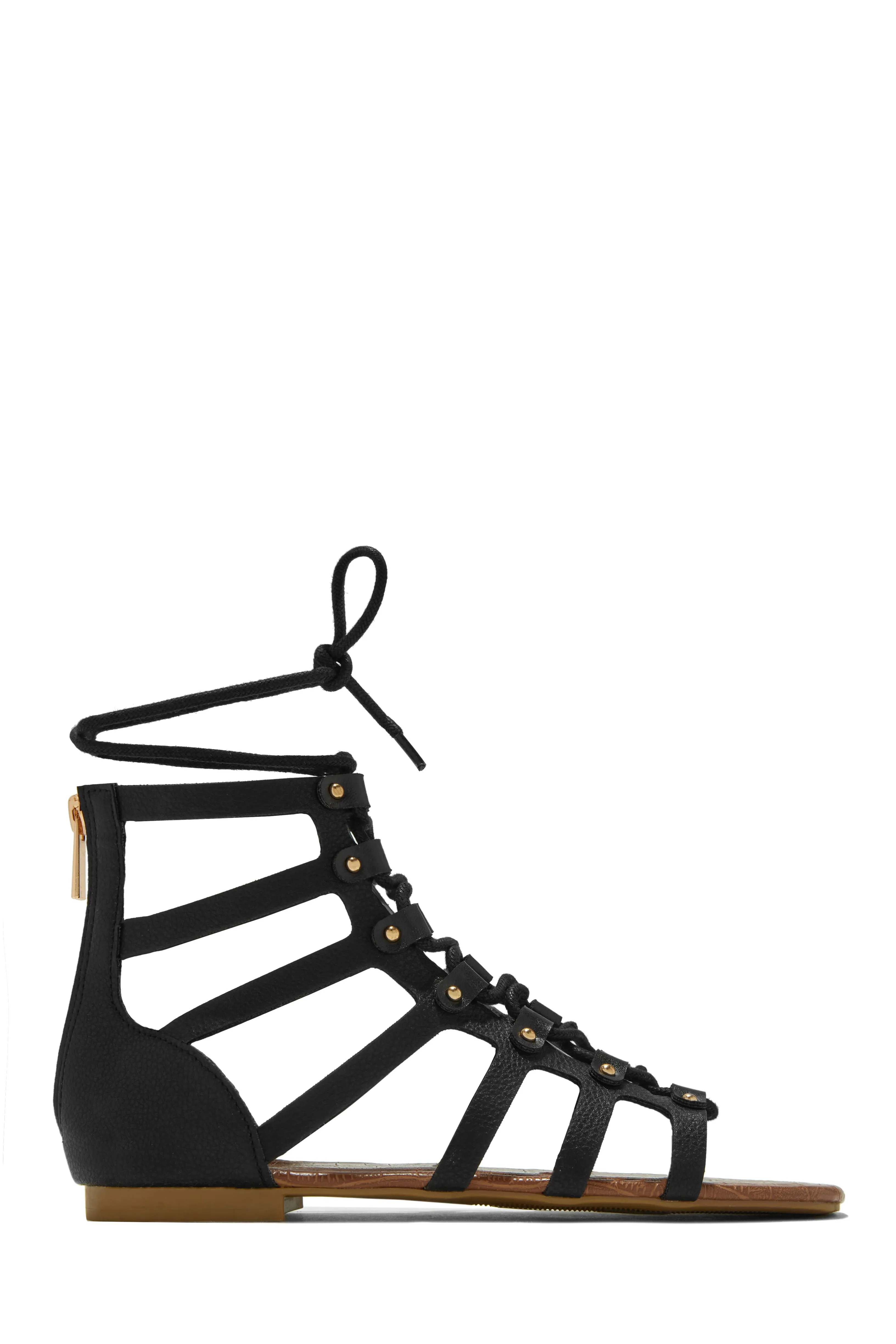 Summer Getaway Lace Up Gladiator Sandals - Natural
