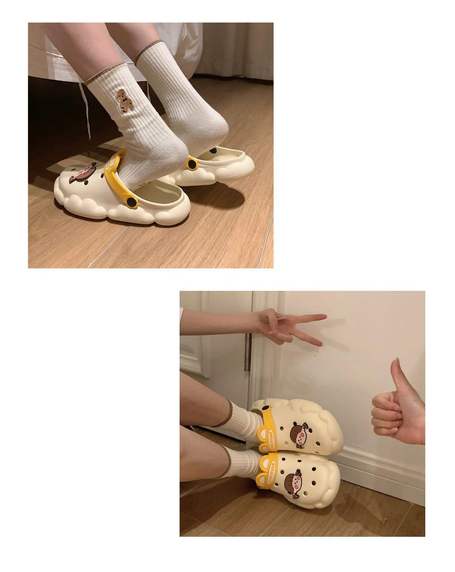 xiangtuibao  New cute girl heart hole shoes female summer students wear non-slip deodorant thick-soled bath slippers sandals outdoor