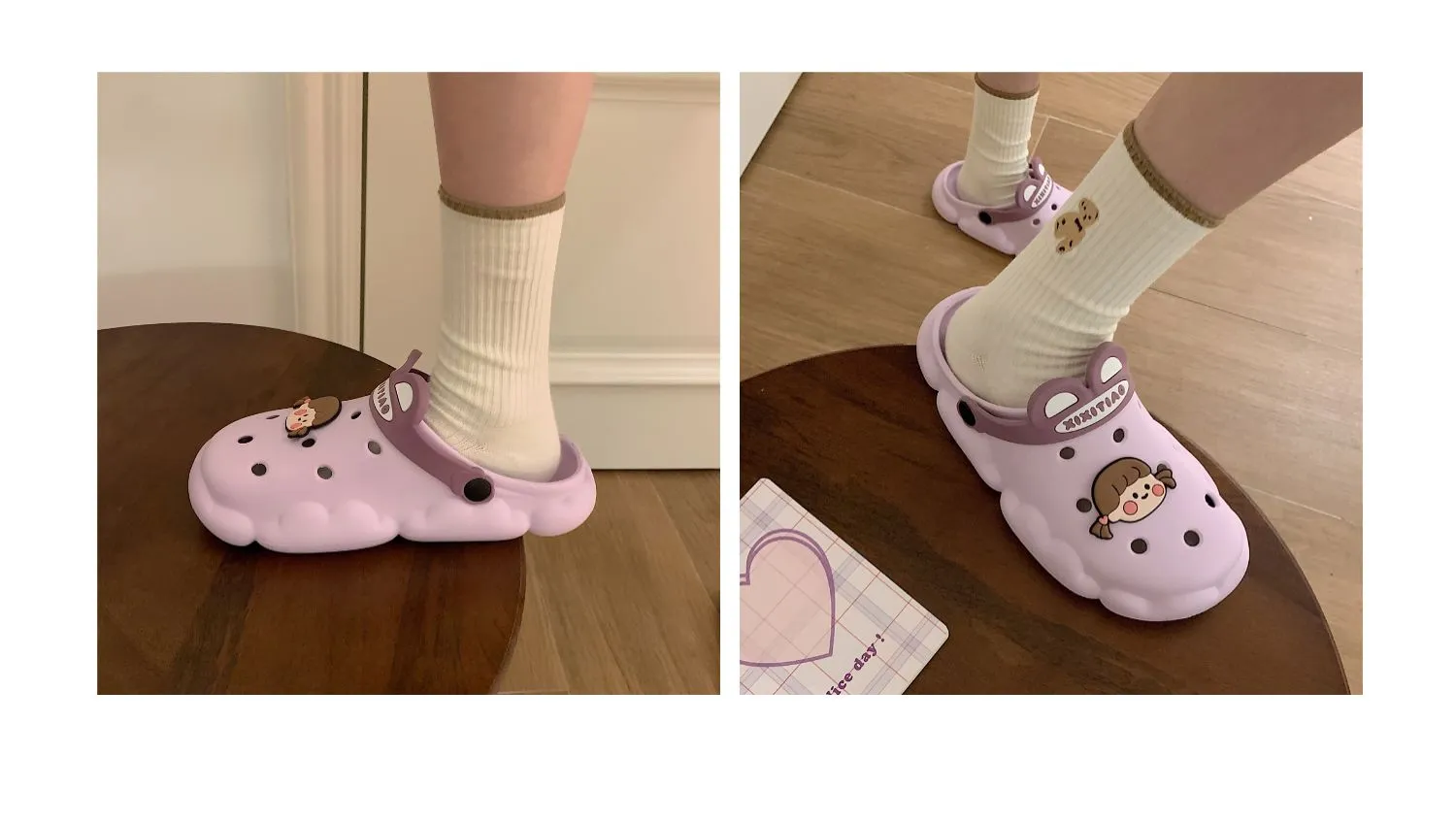xiangtuibao  New cute girl heart hole shoes female summer students wear non-slip deodorant thick-soled bath slippers sandals outdoor