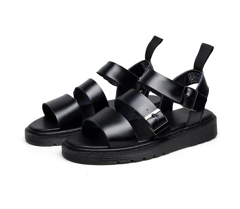 xiangtuibao Punk Style Women Gladiator Sandals Black Flat Shoes Woman Casual Thick Heel Beach Flats Sandalias Mujer Summer