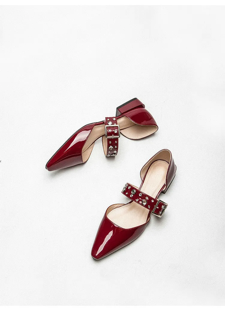 xiangtuibao Summer Crystal Diamond Bling Women Pumps Buckle Pointed Toe High Heels Spike High Heels Mules Slippers Party Shoes