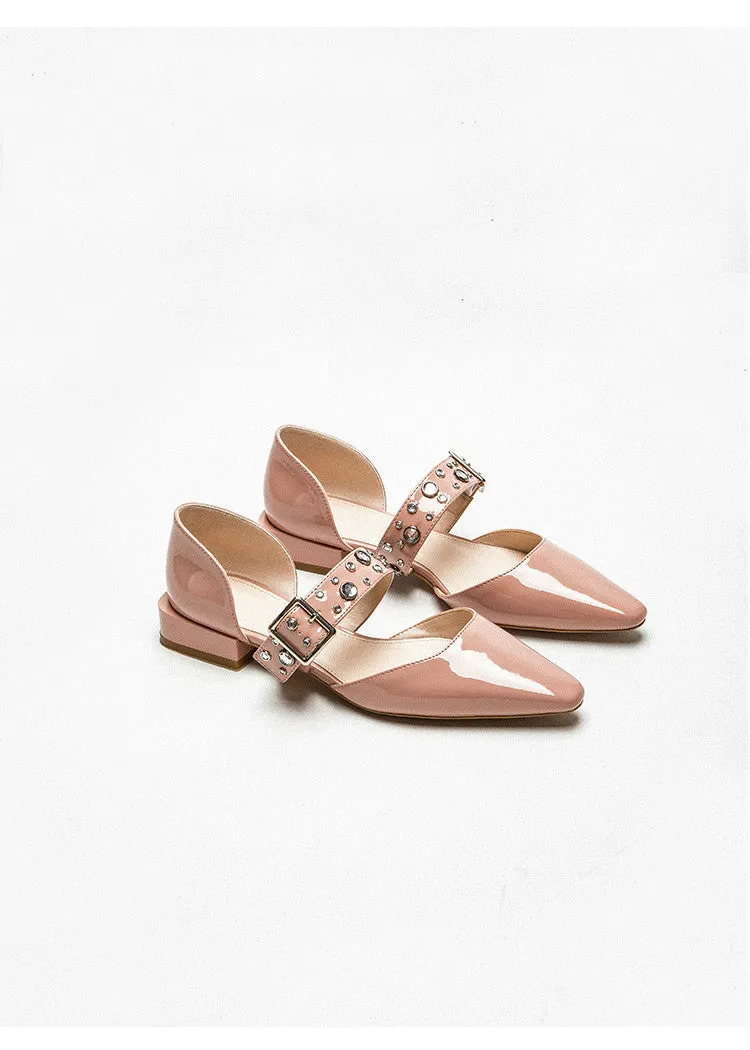 xiangtuibao Summer Crystal Diamond Bling Women Pumps Buckle Pointed Toe High Heels Spike High Heels Mules Slippers Party Shoes
