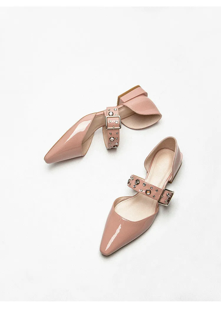 xiangtuibao Summer Crystal Diamond Bling Women Pumps Buckle Pointed Toe High Heels Spike High Heels Mules Slippers Party Shoes