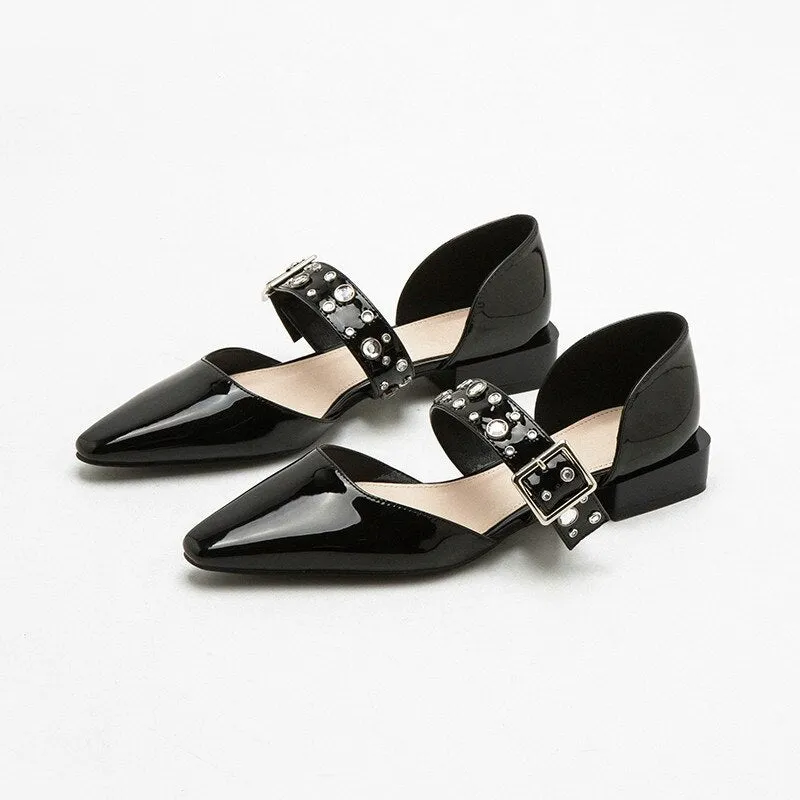 xiangtuibao Summer Crystal Diamond Bling Women Pumps Buckle Pointed Toe High Heels Spike High Heels Mules Slippers Party Shoes