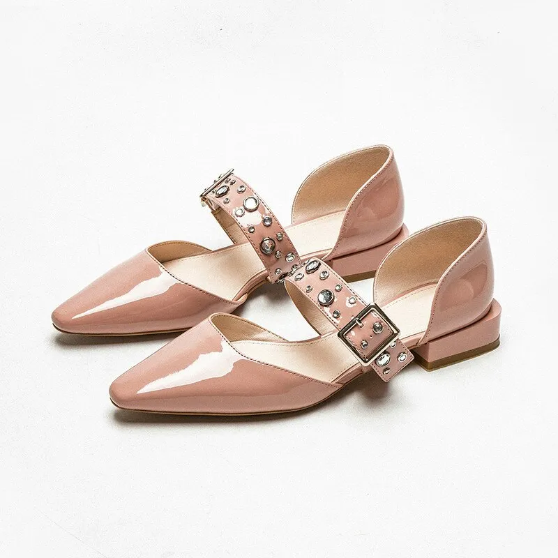 xiangtuibao Summer Crystal Diamond Bling Women Pumps Buckle Pointed Toe High Heels Spike High Heels Mules Slippers Party Shoes
