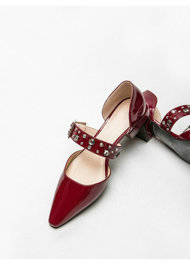 xiangtuibao Summer Crystal Diamond Bling Women Pumps Buckle Pointed Toe High Heels Spike High Heels Mules Slippers Party Shoes