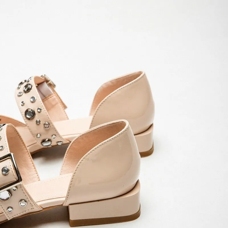xiangtuibao Summer Crystal Diamond Bling Women Pumps Buckle Pointed Toe High Heels Spike High Heels Mules Slippers Party Shoes