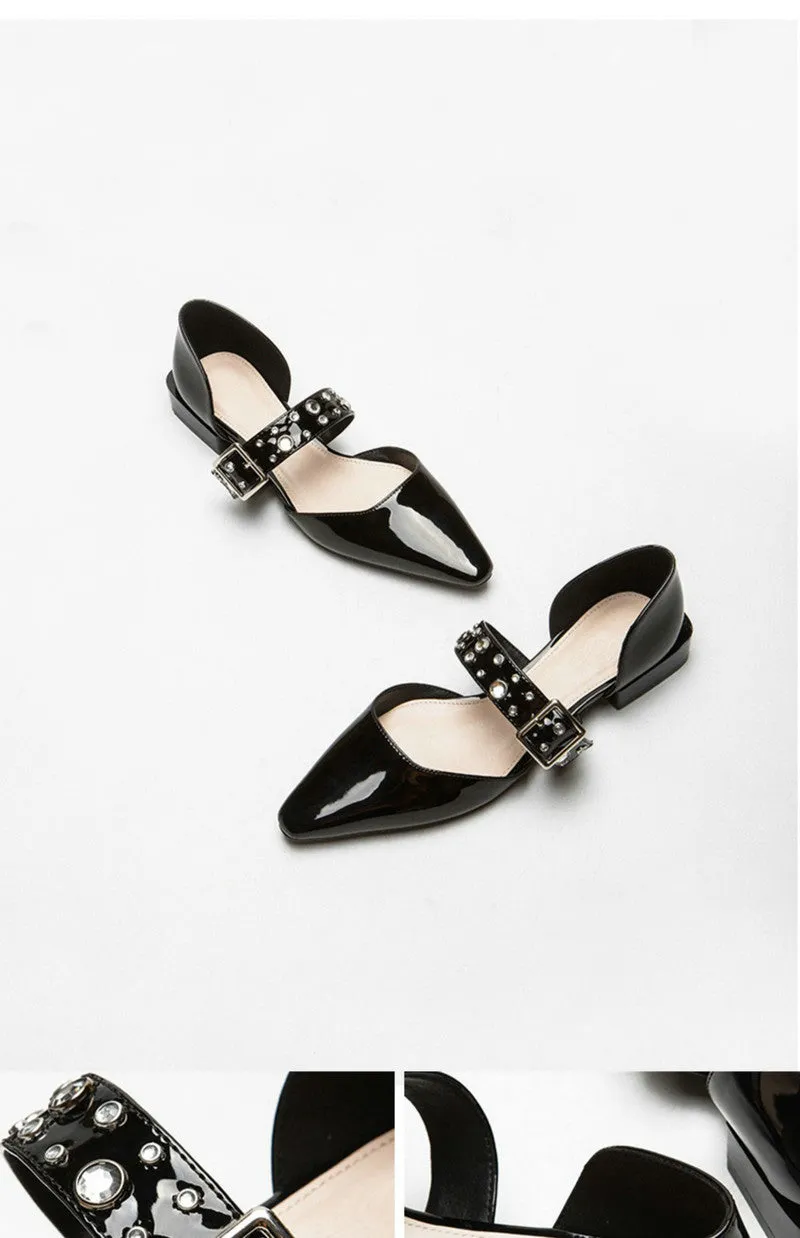 xiangtuibao Summer Crystal Diamond Bling Women Pumps Buckle Pointed Toe High Heels Spike High Heels Mules Slippers Party Shoes