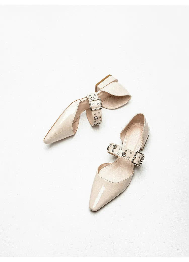 xiangtuibao Summer Crystal Diamond Bling Women Pumps Buckle Pointed Toe High Heels Spike High Heels Mules Slippers Party Shoes